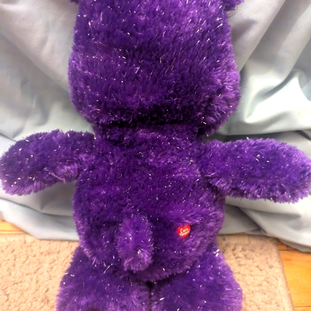 Care Bear 35th Anniversary Rainbow Heart Plush Bear Purple Glitter Limited